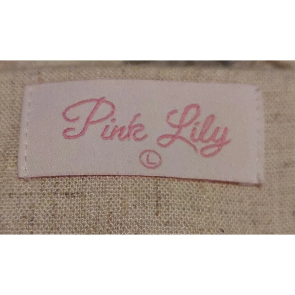 Pink Lily Women's Dress~Linen Blend~ Sleeveless~Ruffled~Tie Straps~Size Large - Picture 3 of 10